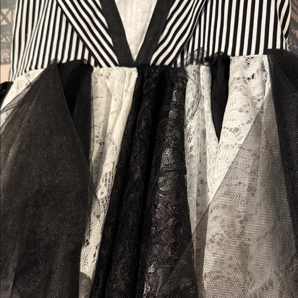 Nightmare Before Christmas Black and White Striped Kids Twirl Dress - Picture 6 of 8